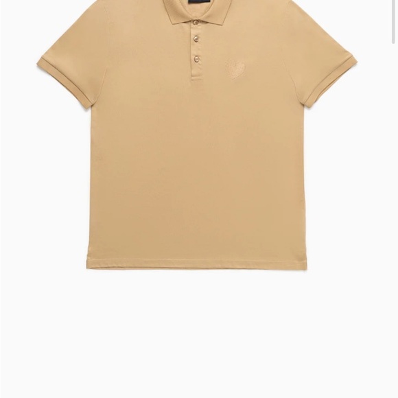 Inimigo Designer Polo Shirt Upscale Embroidery Heart Piquet beige Sz Large - Picture 4 of 4